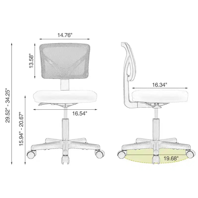 Chaise de bureau TUYOHW à roulettes en maille, croisée pivotante, avec hauteur réglable et soutien lombaire, chaise de jeu à dossier bas pour le bureau