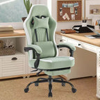 TUYOHW Fauteuil de bureau en microfibre pivotant à roulettes, avec appui-tête et coussin lombaire amovibles, chaise de jeu pour bureau
