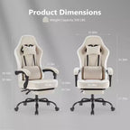 TUYOHW Fauteuil de bureau en microfibre pivotant à roulettes, avec appui-tête et coussin lombaire amovibles, chaise de jeu pour bureau