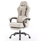TUYOHW Fauteuil de bureau en microfibre pivotant à roulettes, avec appui-tête et coussin lombaire amovibles, chaise de jeu pour bureau