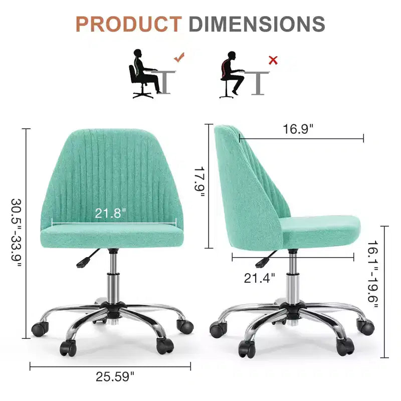 TUYOHW Chaise pivotante croisée à roulettes, chaise de bureau avec hauteur réglable et support lombaire, chaise de jeu sans accoudoirs pour le bureau
