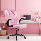 TUYOHW Chaise pivotante en cuir PU à roulettes avec dossier en X et dossier en S, Chaise de bureau avec support lombaire, Chaise de jeu pour le bureau