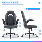 TUYOHW Chaise pivotante en cuir PU à roulettes avec dossier en X et dossier en S, Chaise de bureau avec support lombaire, Chaise de jeu pour le bureau