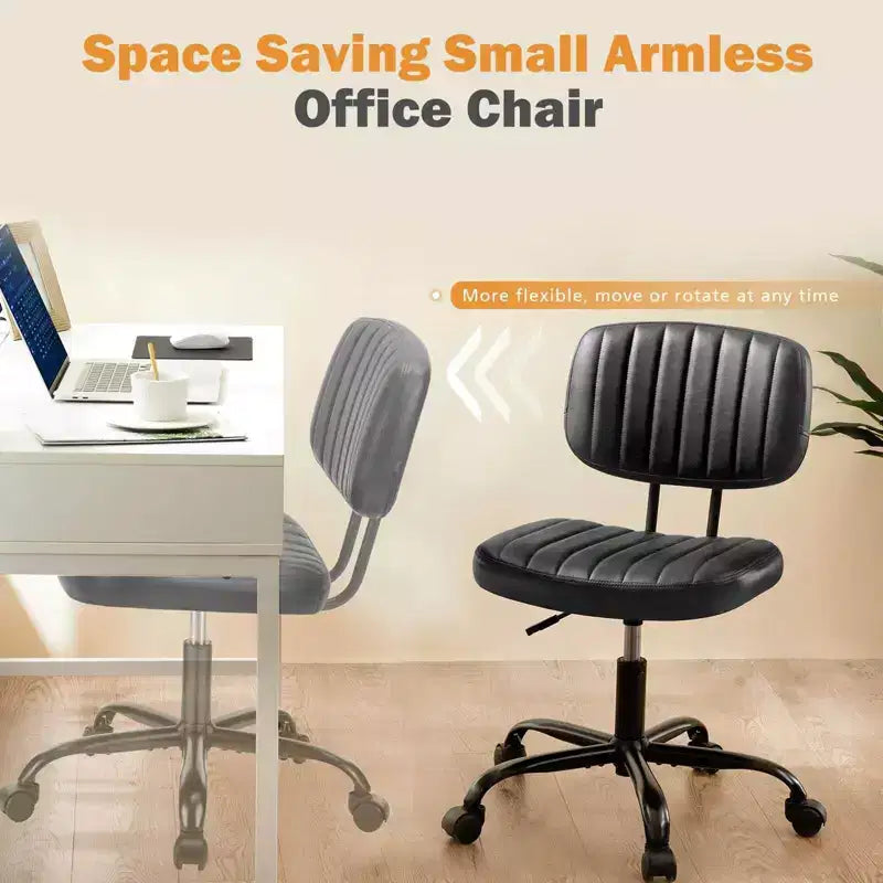 Chaise pivotante TUYOHW en cuir PU avec roulettes, Chaise de bureau sans accoudoirs avec hauteur réglable et soutien lombaire, Chaise de gaming pour le bureau