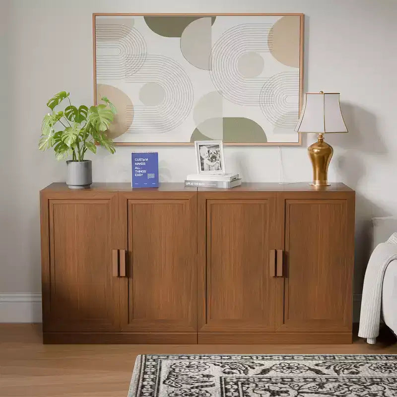 Buffet de rangement à 3 portes en bois avec étagères réglables - 93 x 31 po (L x H)