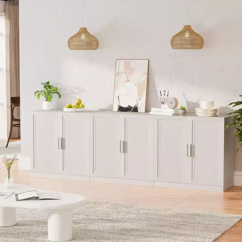 Buffet de rangement à 3 portes en bois avec étagères réglables - 93 x 31 po (L x H)