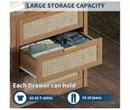 Commode à 6 tiroirs pour chambre, commode large en rotin, en bois avec poignées dorées, meuble TV de ferme, table d'entrée, commode moderne pour la pièce