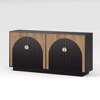 Buffet de salle à manger moderne de style campagnard avec rangement et portes cannelées - Console pour salle à manger, coin café et bar à vin