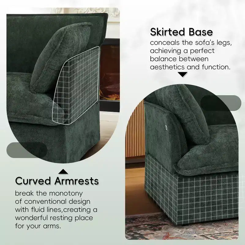 Fauteuil d'appoint surdimensionné Whisen 47.2, fauteuil en chenille, canapé simple confortable comme un nuage avec base et accoudoirs modernes