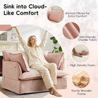 Fauteuil d'appoint surdimensionné Whisen 47.2, fauteuil en chenille, canapé simple confortable comme un nuage avec base et accoudoirs modernes