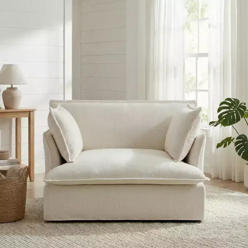 Fauteuil d'appoint surdimensionné Whisen 47.2, fauteuil en chenille, canapé simple confortable comme un nuage avec base et accoudoirs modernes