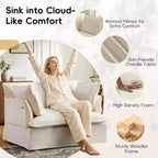 Fauteuil d'appoint surdimensionné Whisen 47.2, fauteuil en chenille, canapé simple confortable comme un nuage avec base et accoudoirs modernes