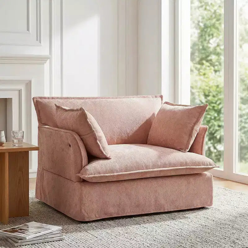 Fauteuil d'appoint surdimensionné Whisen 47.2, fauteuil en chenille, canapé simple confortable comme un nuage avec base et accoudoirs modernes
