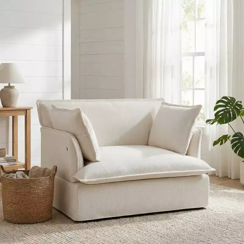 Fauteuil d'appoint surdimensionné Whisen 47.2, fauteuil en chenille, canapé simple confortable comme un nuage avec base et accoudoirs modernes
