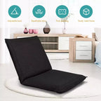 Costway Chaise de sol réglable avec coussin, transat inclinable avec 6 positions, support dorsal confortable et siège de sol paresseux épais et rembourré Noir