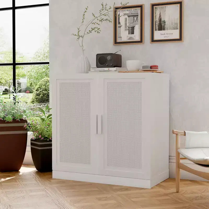 PexFix Buffet Modulable avec Rangement, Buffet de Ferme avec Panneaux en Rotin pour Salon, Cuisine, Salle à Manger, Entrée
