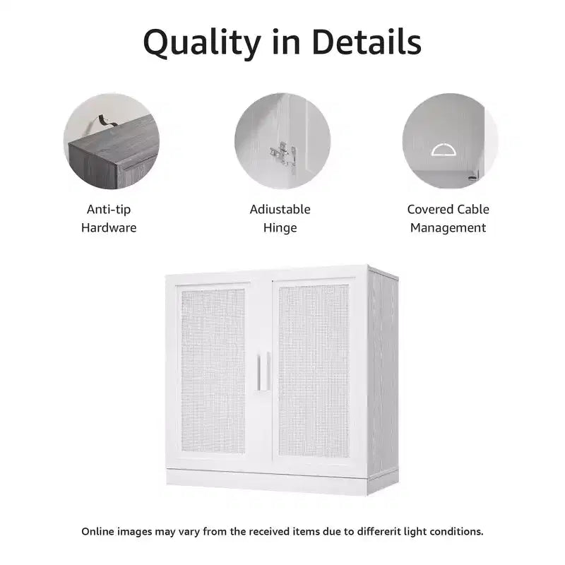 PexFix Buffet Modulable avec Rangement, Buffet de Ferme avec Panneaux en Rotin pour Salon, Cuisine, Salle à Manger, Entrée