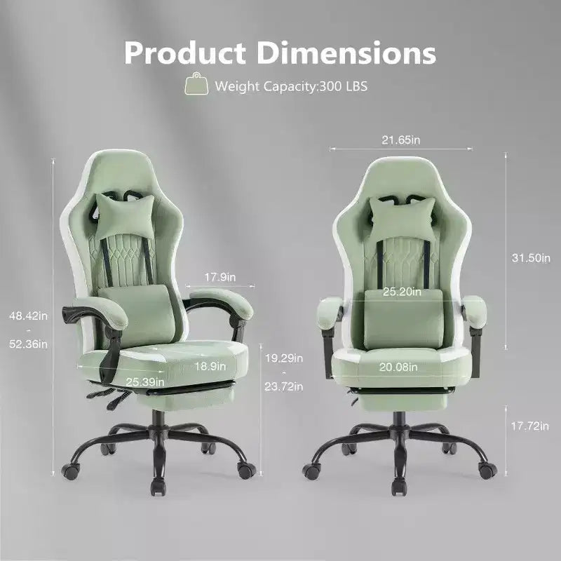 Chaise de bureau ergonomique TUYOHW avec siège à ressorts ensachés, chaise de jeu de 300 lb avec coussin lombaire réglable et repose-pieds pour adultes et étudiants