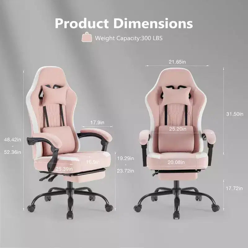 Chaise de bureau ergonomique TUYOHW avec siège à ressorts ensachés, chaise de jeu de 300 lb avec coussin lombaire réglable et repose-pieds pour adultes et étudiants