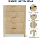 Commodes de chambre à 5 tiroirs, Commodes hautes en bois avec poignées dorées pour placard, Chiffonniers en bois, Meuble de rangement et Organisateur à tiroirs