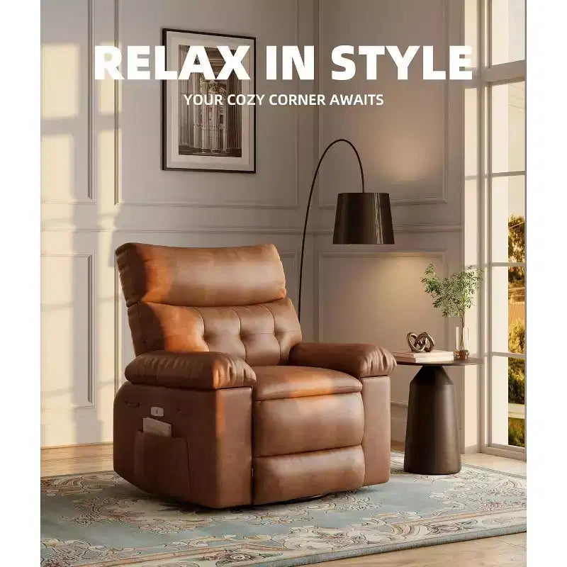 Fauteuil inclinable releveur avec fonctions de chaleur et de massage, siège extra-large de 68,5 cm, fauteuil à bascule manuel pivotant à 360°, télécommande, fauteuil inclinable surdimensionné pour le salon
