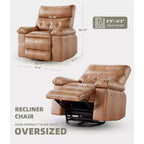 Fauteuil inclinable releveur avec fonctions de chaleur et de massage, siège extra-large de 68,5 cm, fauteuil à bascule manuel pivotant à 360°, télécommande, fauteuil inclinable surdimensionné pour le salon