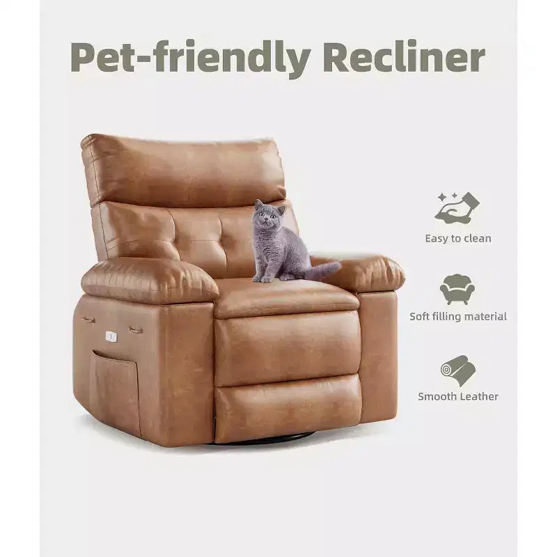 Fauteuil inclinable releveur avec fonctions de chaleur et de massage, siège extra-large de 68,5 cm, fauteuil à bascule manuel pivotant à 360°, télécommande, fauteuil inclinable surdimensionné pour le salon