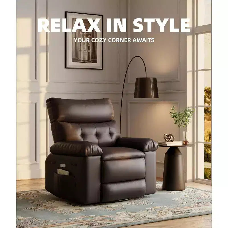 Fauteuil inclinable releveur avec fonctions de chaleur et de massage, siège extra-large de 68,5 cm, fauteuil à bascule manuel pivotant à 360°, télécommande, fauteuil inclinable surdimensionné pour le salon