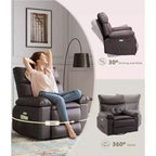 Fauteuil inclinable releveur avec fonctions de chaleur et de massage, siège extra-large de 68,5 cm, fauteuil à bascule manuel pivotant à 360°, télécommande, fauteuil inclinable surdimensionné pour le salon