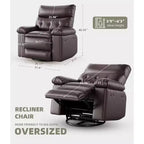 Fauteuil inclinable releveur avec fonctions de chaleur et de massage, siège extra-large de 68,5 cm, fauteuil à bascule manuel pivotant à 360°, télécommande, fauteuil inclinable surdimensionné pour le salon