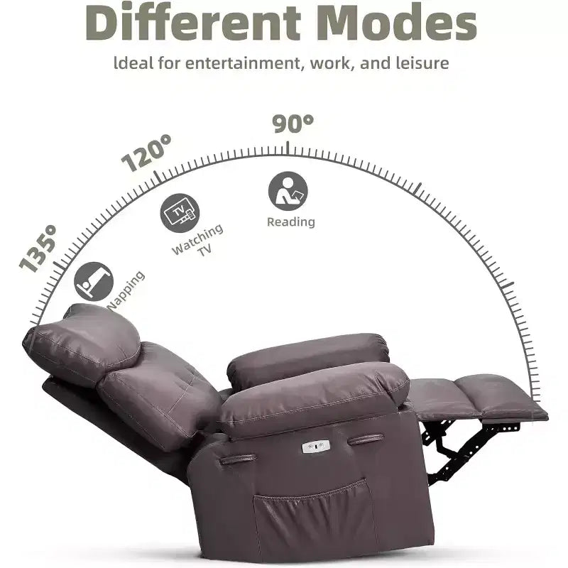 Fauteuil inclinable releveur avec fonctions de chaleur et de massage, siège extra-large de 68,5 cm, fauteuil à bascule manuel pivotant à 360°, télécommande, fauteuil inclinable surdimensionné pour le salon