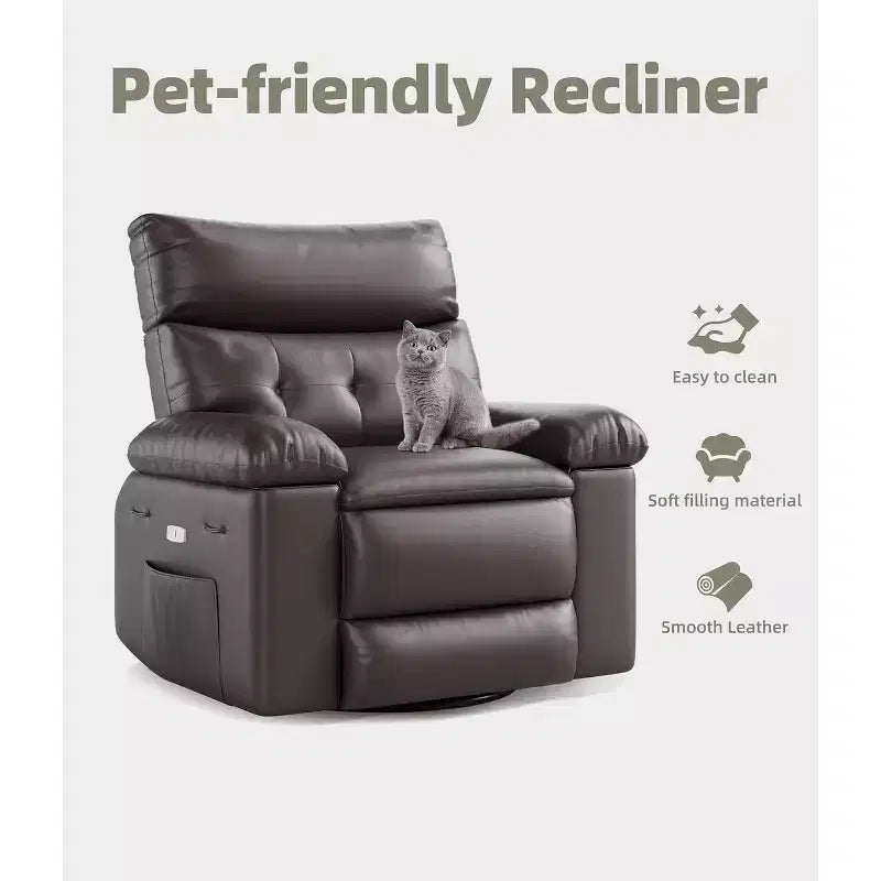 Fauteuil inclinable releveur avec fonctions de chaleur et de massage, siège extra-large de 68,5 cm, fauteuil à bascule manuel pivotant à 360°, télécommande, fauteuil inclinable surdimensionné pour le salon