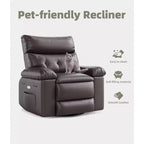 Fauteuil inclinable releveur avec fonctions de chaleur et de massage, siège extra-large de 68,5 cm, fauteuil à bascule manuel pivotant à 360°, télécommande, fauteuil inclinable surdimensionné pour le salon
