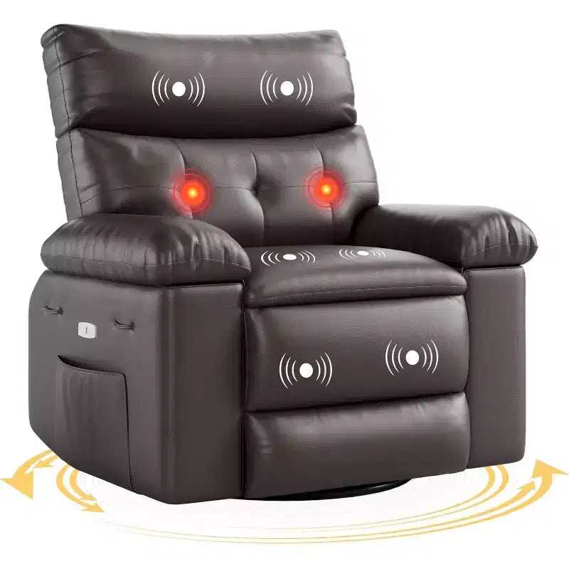 Fauteuil inclinable releveur avec fonctions de chaleur et de massage, siège extra-large de 68,5 cm, fauteuil à bascule manuel pivotant à 360°, télécommande, fauteuil inclinable surdimensionné pour le salon