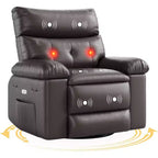 Fauteuil inclinable releveur avec fonctions de chaleur et de massage, siège extra-large de 68,5 cm, fauteuil à bascule manuel pivotant à 360°, télécommande, fauteuil inclinable surdimensionné pour le salon