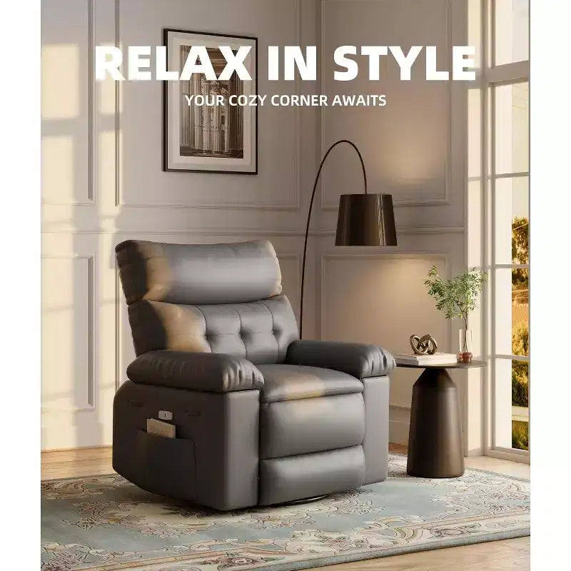 Fauteuil inclinable releveur avec fonctions de chaleur et de massage, siège extra-large de 68,5 cm, fauteuil à bascule manuel pivotant à 360°, télécommande, fauteuil inclinable surdimensionné pour le salon