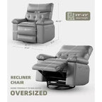 Fauteuil inclinable releveur avec fonctions de chaleur et de massage, siège extra-large de 68,5 cm, fauteuil à bascule manuel pivotant à 360°, télécommande, fauteuil inclinable surdimensionné pour le salon