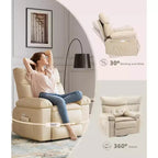 Fauteuil inclinable releveur avec fonctions de chaleur et de massage, siège extra-large de 68,5 cm, fauteuil à bascule manuel pivotant à 360°, télécommande, fauteuil inclinable surdimensionné pour le salon