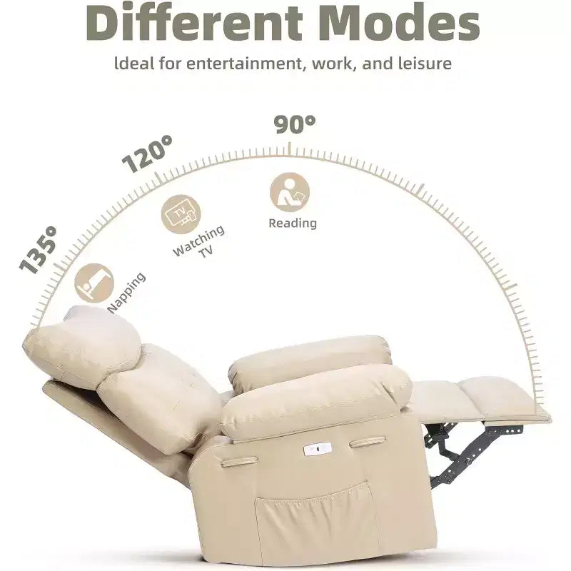 Fauteuil inclinable releveur avec fonctions de chaleur et de massage, siège extra-large de 68,5 cm, fauteuil à bascule manuel pivotant à 360°, télécommande, fauteuil inclinable surdimensionné pour le salon