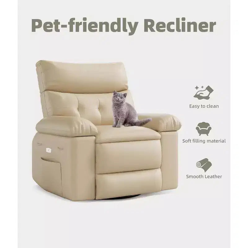 Fauteuil inclinable releveur avec fonctions de chaleur et de massage, siège extra-large de 68,5 cm, fauteuil à bascule manuel pivotant à 360°, télécommande, fauteuil inclinable surdimensionné pour le salon