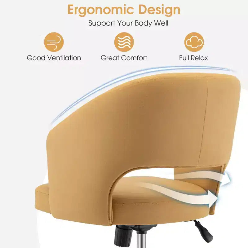 Chaise de bureau pivotante réglable Costway, rembourrée, avec dossier évidé