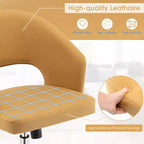 Chaise de bureau pivotante réglable Costway, rembourrée, avec dossier évidé