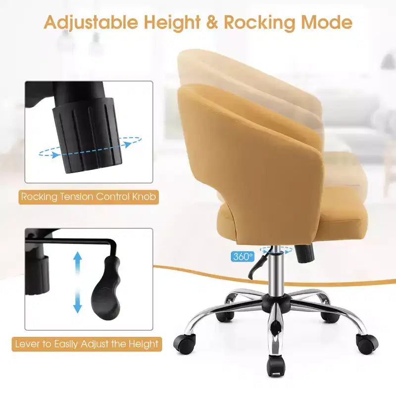 Chaise de bureau pivotante réglable Costway, rembourrée, avec dossier évidé