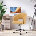 Chaise de bureau pivotante réglable Costway, rembourrée, avec dossier évidé