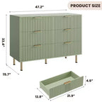 Commode double à 6 tiroirs, commode en bois cannelé de 120 cm avec rangement profond et grand plateau - Meuble TV pour salon, chambre, couloir