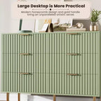 Commode double à 6 tiroirs, commode en bois cannelé de 120 cm avec rangement profond et grand plateau - Meuble TV pour salon, chambre, couloir