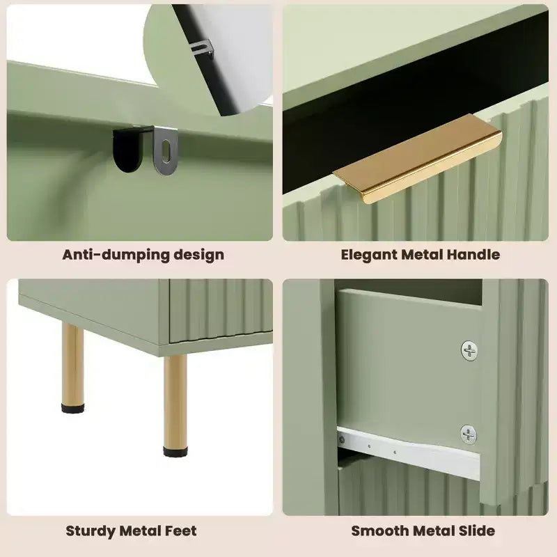 Commode double à 6 tiroirs, commode en bois cannelé de 120 cm avec rangement profond et grand plateau - Meuble TV pour salon, chambre, couloir