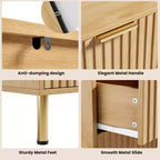 Commode double à 6 tiroirs, commode en bois cannelé de 120 cm avec rangement profond et grand plateau - Meuble TV pour salon, chambre, couloir