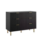 Commode double à 6 tiroirs, commode en bois cannelé de 120 cm avec rangement profond et grand plateau - Meuble TV pour salon, chambre, couloir