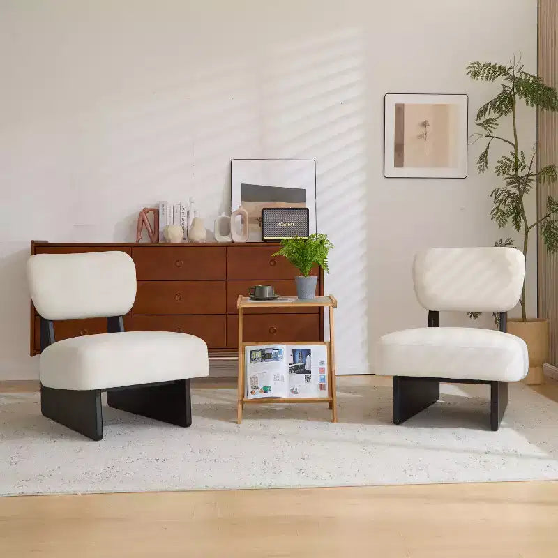 Okak Lot de 2 chaises d'appoint modernes rembourrées avec base en bois finition noyer, fauteuil de salon de style Mid-Century pour salon, chambre à coucher